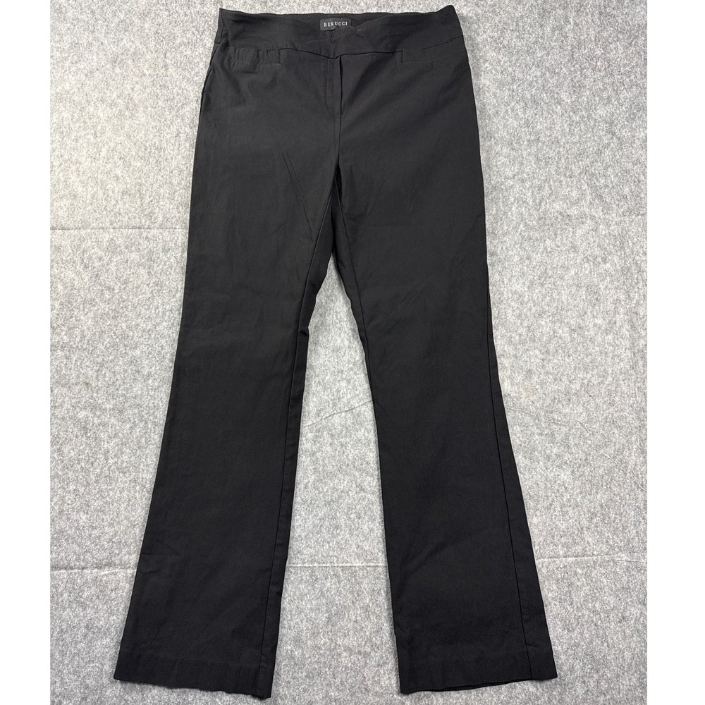 Rekucci Womens 34x32 Black Bootcut Pull On Dress‎ Pants Stretchy Work Trousers